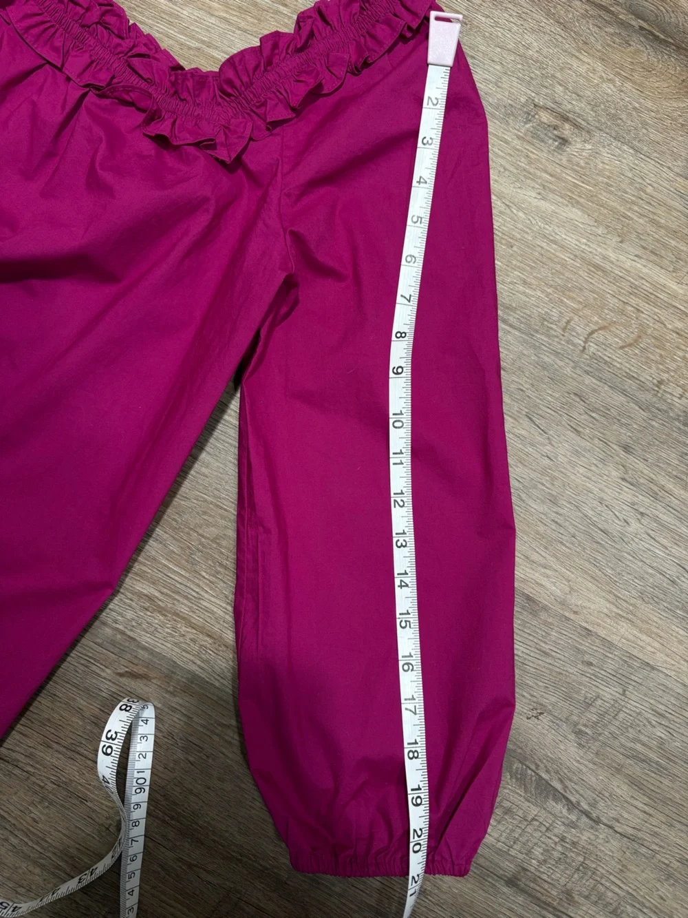 J. Crew Cotton  Ruffled Square-Neck Blouse in Magenta Pink
